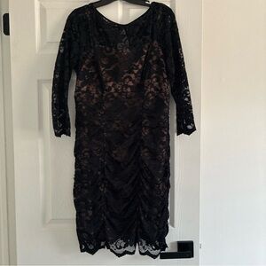 Jessica Howard Black Lace Long Sleeve Dress Size 12